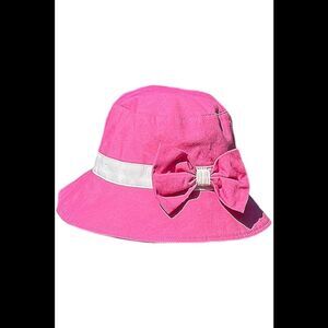 Sprigs Women's Adjustable Bucket Hat w/ Bow Pink/White